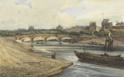 Pont de la Concorde en het Palais des Tuileries vanaf de Cours la Reine, 1823 door Francois Louis Thomas Francia